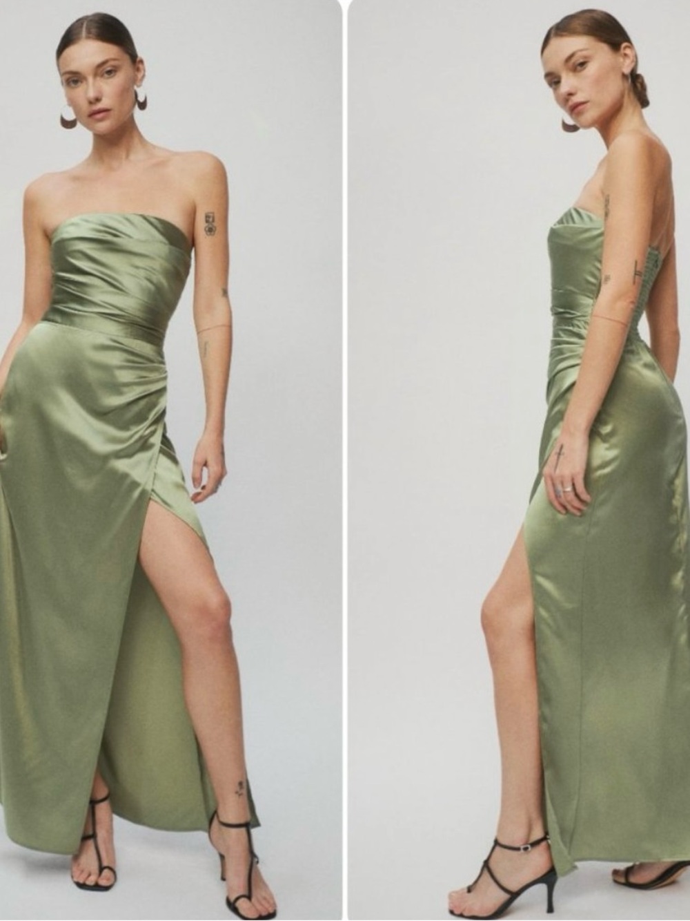 NWT Reformation Barrow Silk
Dress - Artichoke